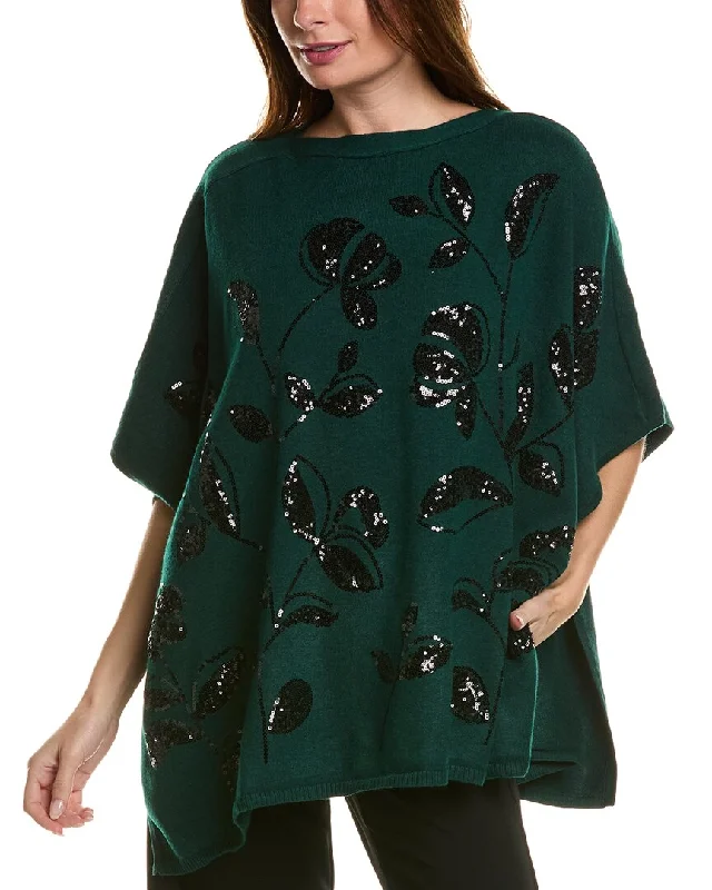 Anne Klein Floral Sequin Poncho