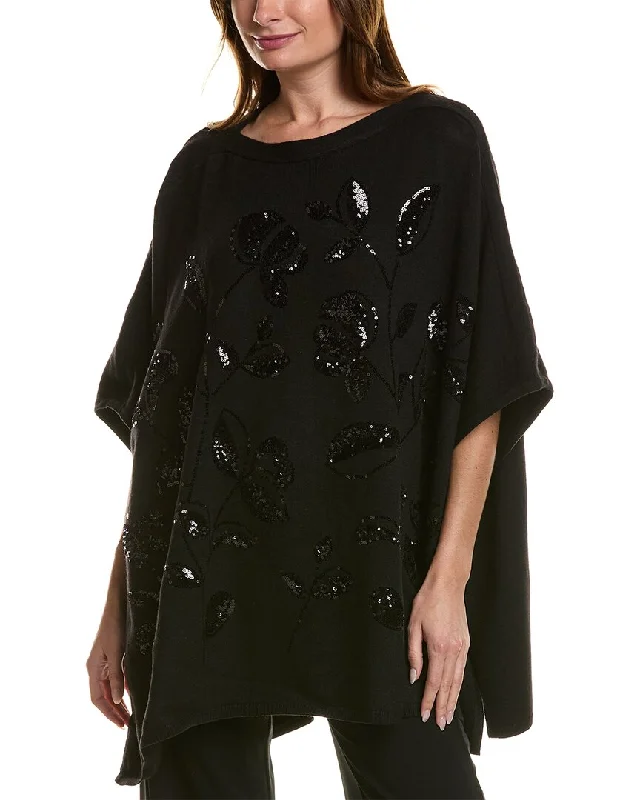 Anne Klein Floral Sequin Poncho