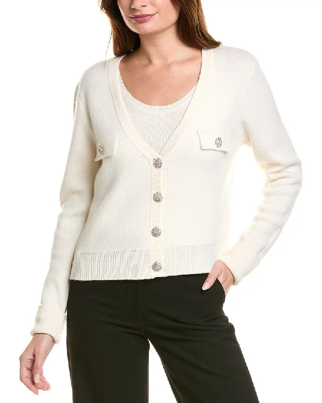 Elie Tahari Jewel Button Wool & Cashmere-Blend Cardigan