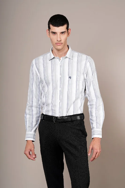 Men's Blue Striped Full Sleeves Casual Shirt