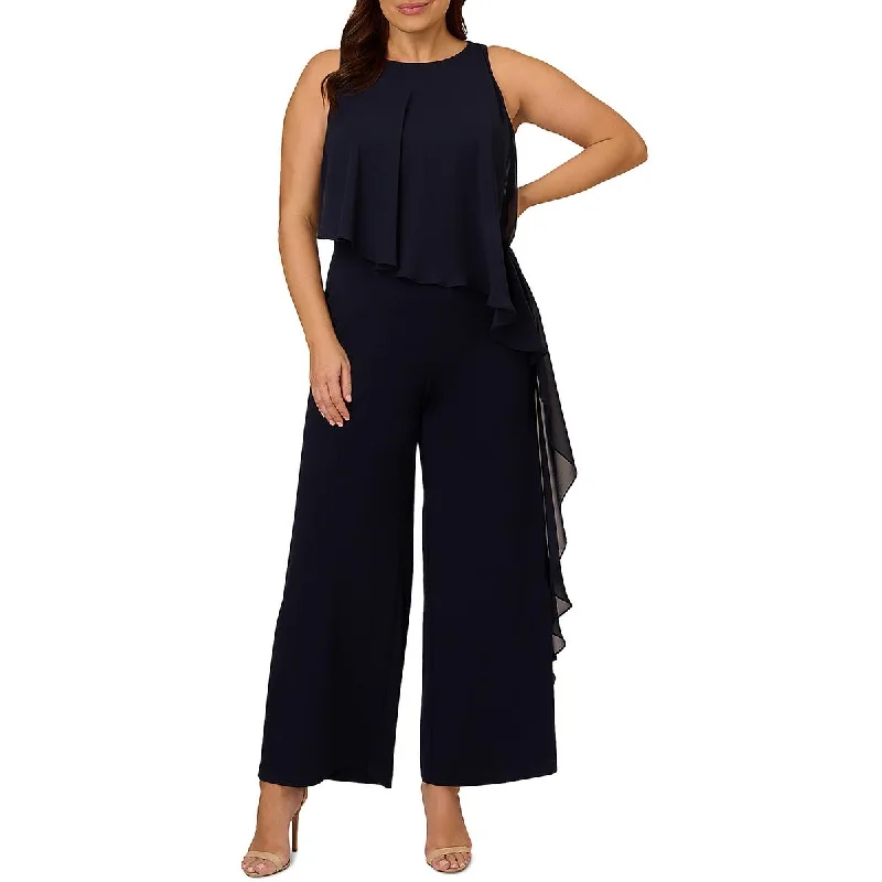 Adrianna Papell Womens Plus Chiffon Crepe Jumpsuit