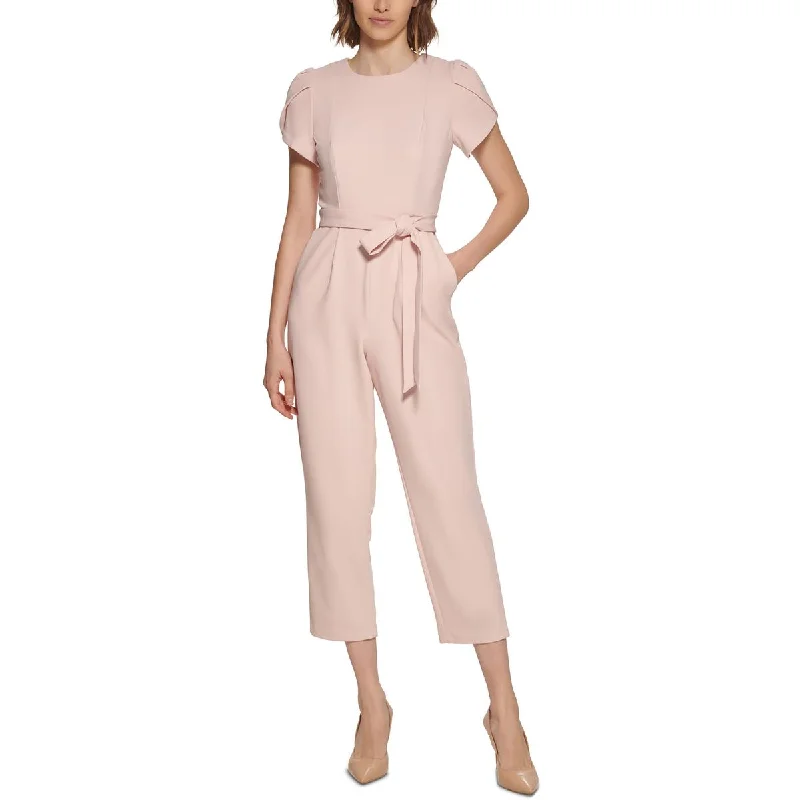 Calvin Klein Womens Knit Tie-Waist Jumpsuit