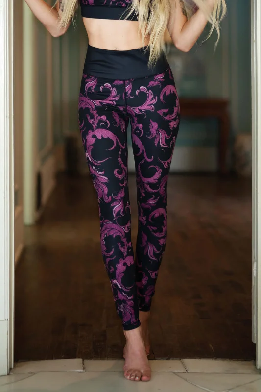 Violet Filigree Print Active Leggings