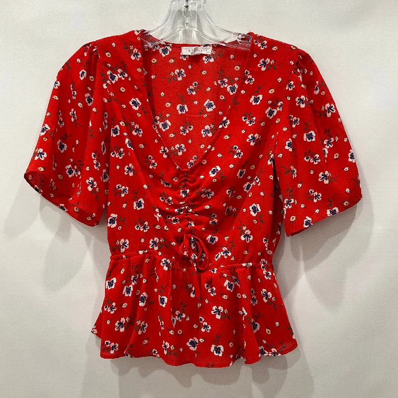 Red Top Short Sleeve Socialite, Size Xs