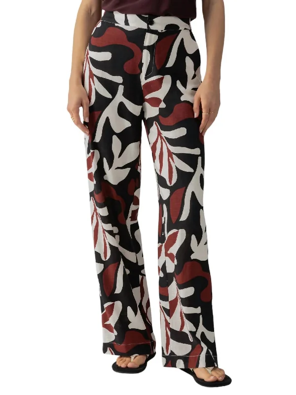 Soft Print Trouser In Mineral